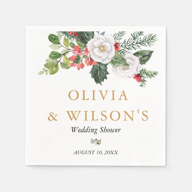 Serviette En Papier Mariage de Noël en Hiver (Devant)