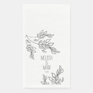 Serviette En Papier Mariage de nom vert noir