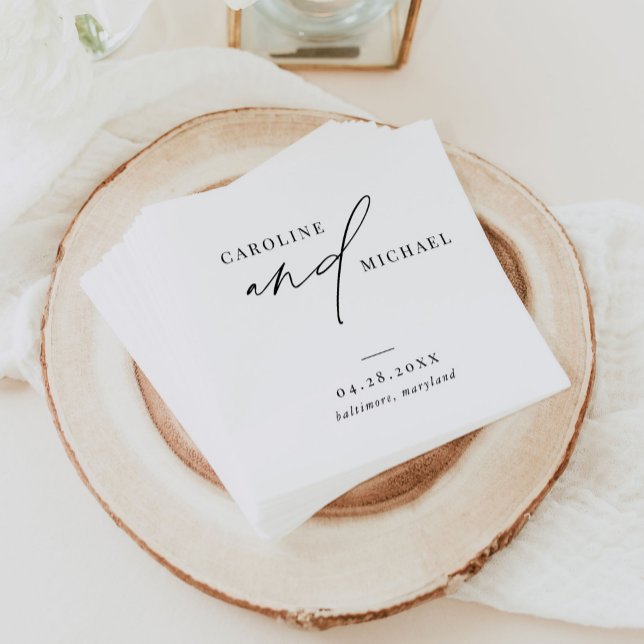 Serviette En Papier Mariage de noms de script moderne simple (Créateur téléchargé)