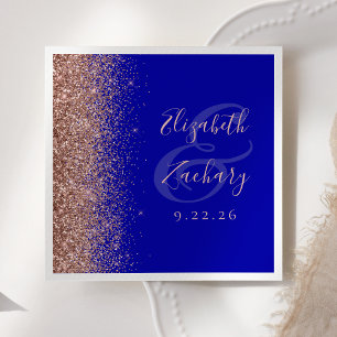 Serviette En Papier Mariage de Parties scintillant d'or Royal Blue Ros