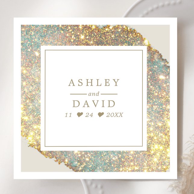 Serviette En Papier Mariage de Parties scintillant holographique Iride (Créateur téléchargé)