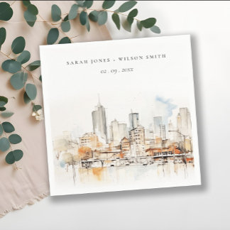 Serviette En Papier Mariage de paysage de l'aquarelle Atlanta Georgia