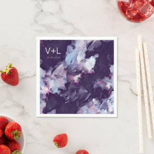 Serviette En Papier Mariage de pinceau moderne violet