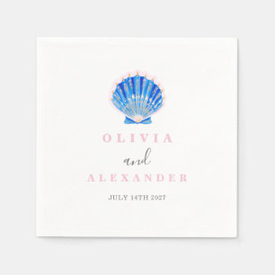 Serviette En Papier Mariage de plage côtière coquillage