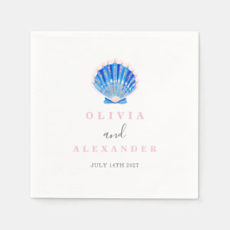 Serviette En Papier Mariage de plage côtière coquillage