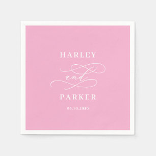 Serviette En Papier Mariage de répétition Chic Calligraphie Fiançaille