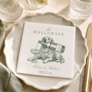 Serviette En Papier Mariage de retriever doré vert sauge Prépa