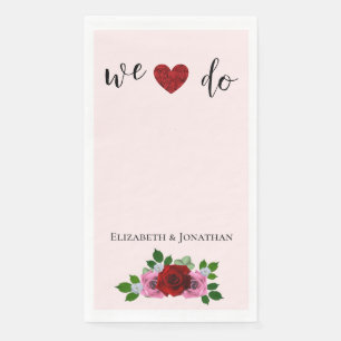Serviette En Papier Mariage de roses rouges et roses