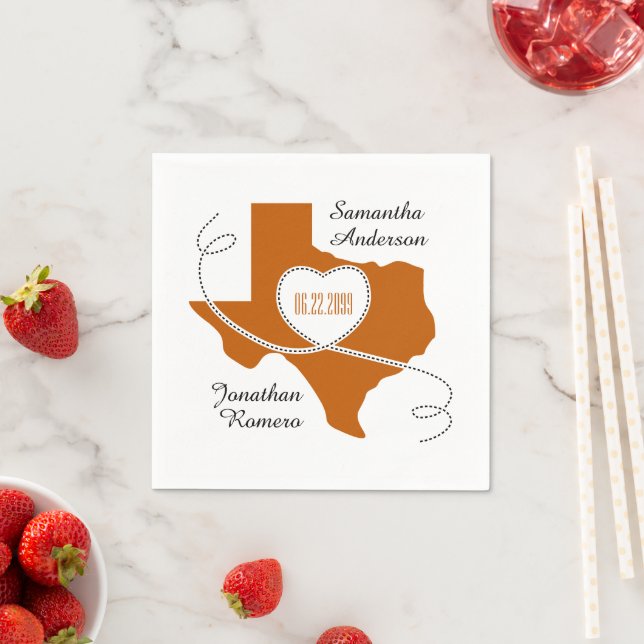 Serviette En Papier Mariage de ruban Burange Orange Texas Curling Date (En situation)