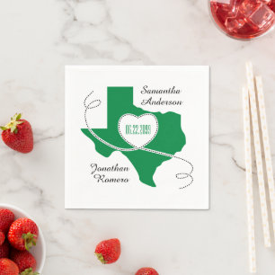 Serviette En Papier Mariage de ruban vert Texas Curling