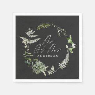 Serviette En Papier Mariage de script botanique moderne et élégant noi