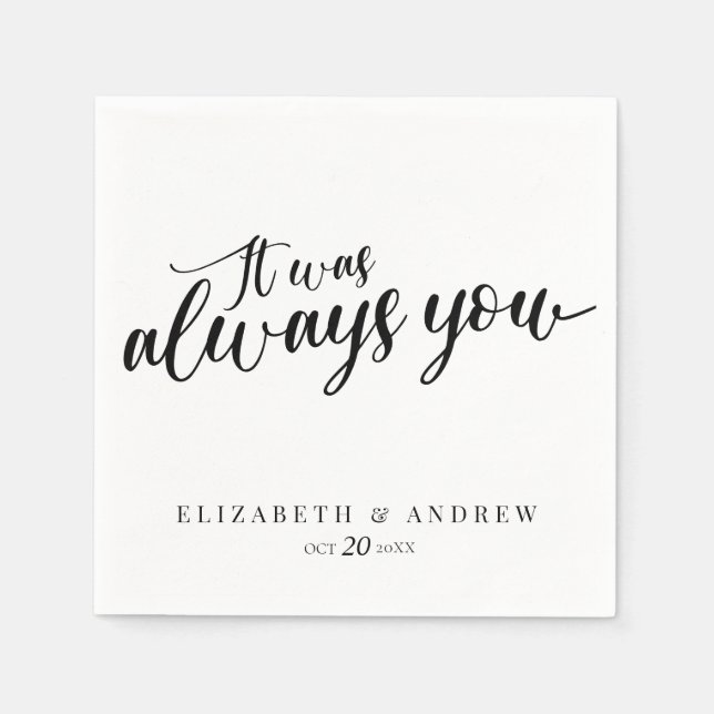 Serviette En Papier Mariage de script classique moderne (Devant)