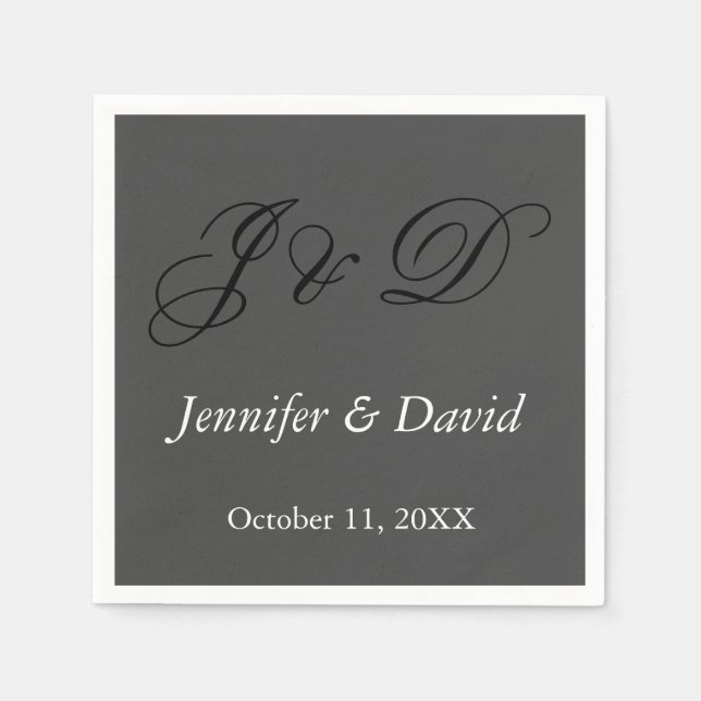 Serviette En Papier Mariage de script de calligraphie attrayant (Devant)