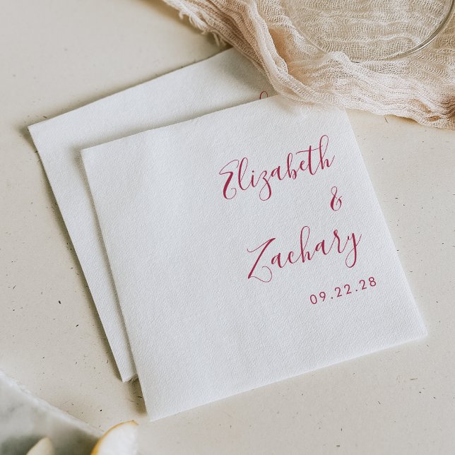 Serviette En Papier Mariage de script Magenta moderne (Créateur téléchargé)