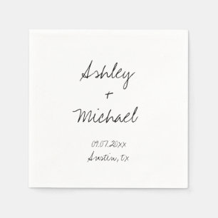 Serviette En Papier Mariage de script minimaliste moderne manuscrit