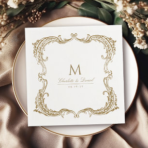 Serviette En Papier Mariage de script Vintage Gold