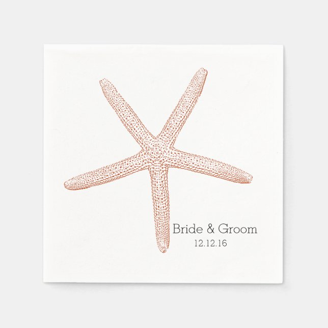Serviette En Papier Mariage de Starfish Beach (Devant)