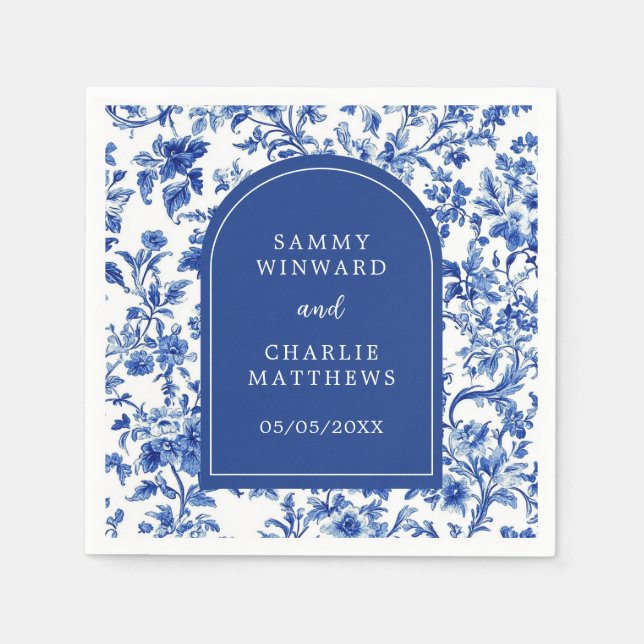 Serviette En Papier Mariage de style Delft Blue Antique Chinoiserie (Devant)