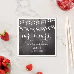 Serviette En Papier Mariage de tableau noir Confetti Parties scintilla