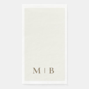 Serviette En Papier Mariage de texte Monogram Cream Gold