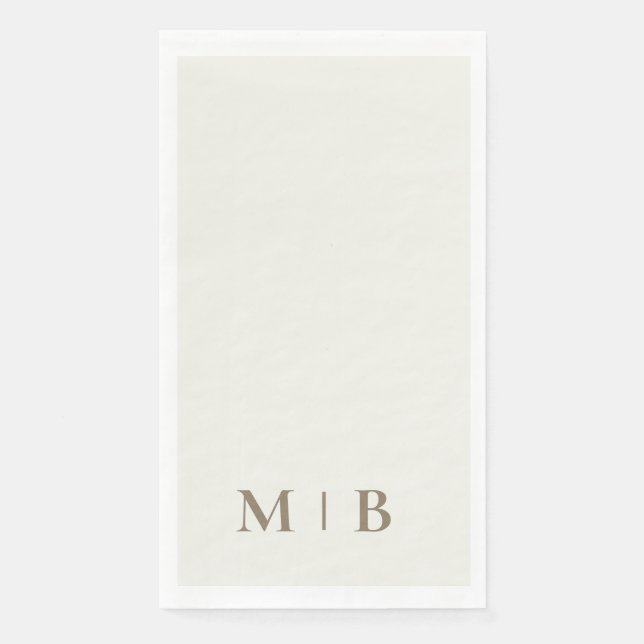 Serviette En Papier Mariage de texte Monogram Cream Gold (Devant)