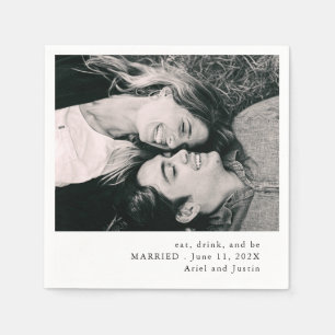 Serviette En Papier Mariage de thème photo simple