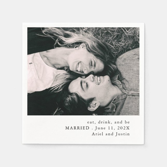 Serviette En Papier Mariage de thème photo simple (Devant)