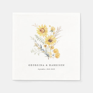 Serviette En Papier Mariage de tournesol fin été