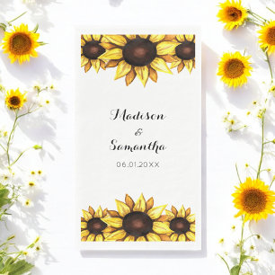 Serviette En Papier Mariage de tournesol Floral jaune