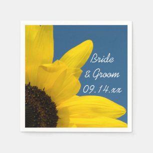 Serviette En Papier Mariage de tournesol jaune et ciel bleu