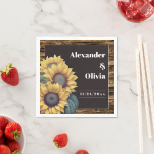 Serviette En Papier Mariage de tournesol rustique