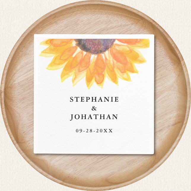 Serviette En Papier Mariage de tournesol rustique (Créateur téléchargé)