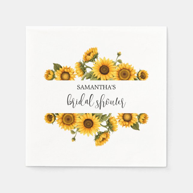 Serviette En Papier Mariage de tournesols lumineux (Devant)