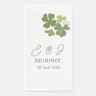 Serviette En Papier Mariage de trèfle vert irlandais moderne