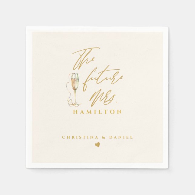 Serviette En Papier Mariage de typographie de script or moderne (Devant)
