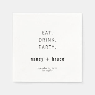 Serviette En Papier Mariage de typographie moderne ultra minimaliste