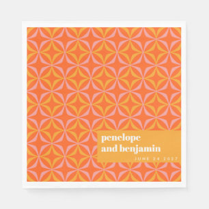 Serviette En Papier Mariage de typographie orange jaune personnalisé