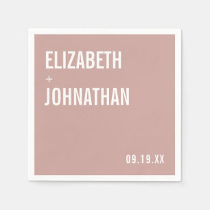 Serviette En Papier Mariage de typographie Rose Boho Dusty simple