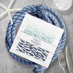 Serviette En Papier Mariage de vague bleue ID836