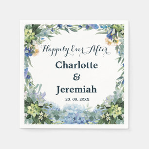 Serviette En Papier Mariage de verdure bleu rustique Floral