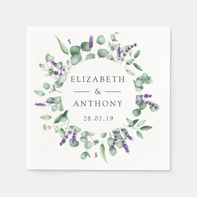 Serviette En Papier Mariage de verdure Eucalyptus Lavender (Devant)