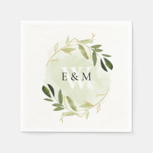 SERVIETTE EN PAPIER MARIAGE D'EAU DE COULEUR VERT D'OR FOLIAGE