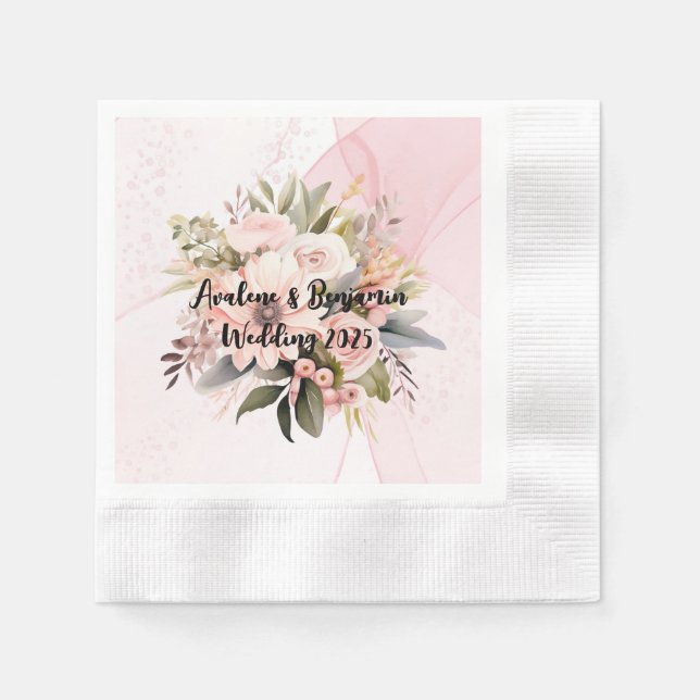 Serviette En Papier Mariage d'encre d'alcool rose classique (Devant)