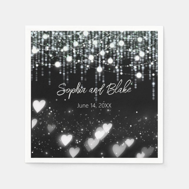 Serviette En Papier Mariage des feux de suspension noir et blanc (Devant)
