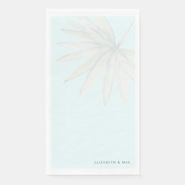 Serviette En Papier Mariage des noms de couples tropicaux bleu glace (Devant)