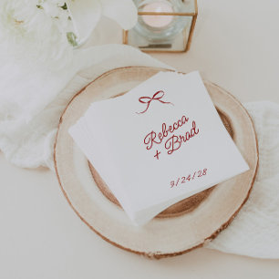 Serviette En Papier Mariage d'esquisse de ruban à ruban à main rouge