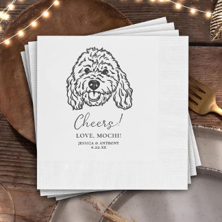 Serviette En Papier Mariage Dessin à la Main Personnalisé Cheers Pets