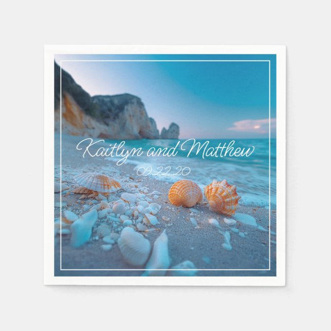 Serviette En Papier Mariage d'été moderne (Devant)