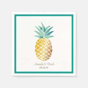 Serviette En Papier Mariage d'été tropical de l'ananas hawaïen