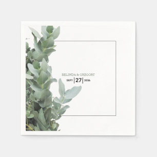 Serviette En Papier Mariage d'eucalyptus en argent